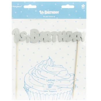 Cake Topper - 1st Birthday - Silber